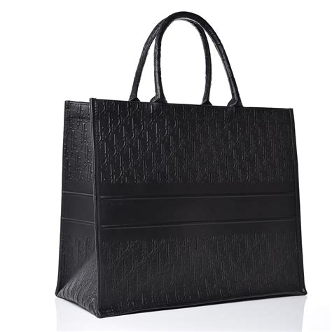 Small Dior Book Tote Black Dior Oblique Embossed Calfskin